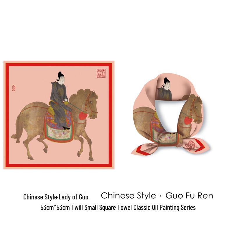 

Редкий осенний ретро-шарф из искусственного шелка – шаль в китайском стиле 53x53cm