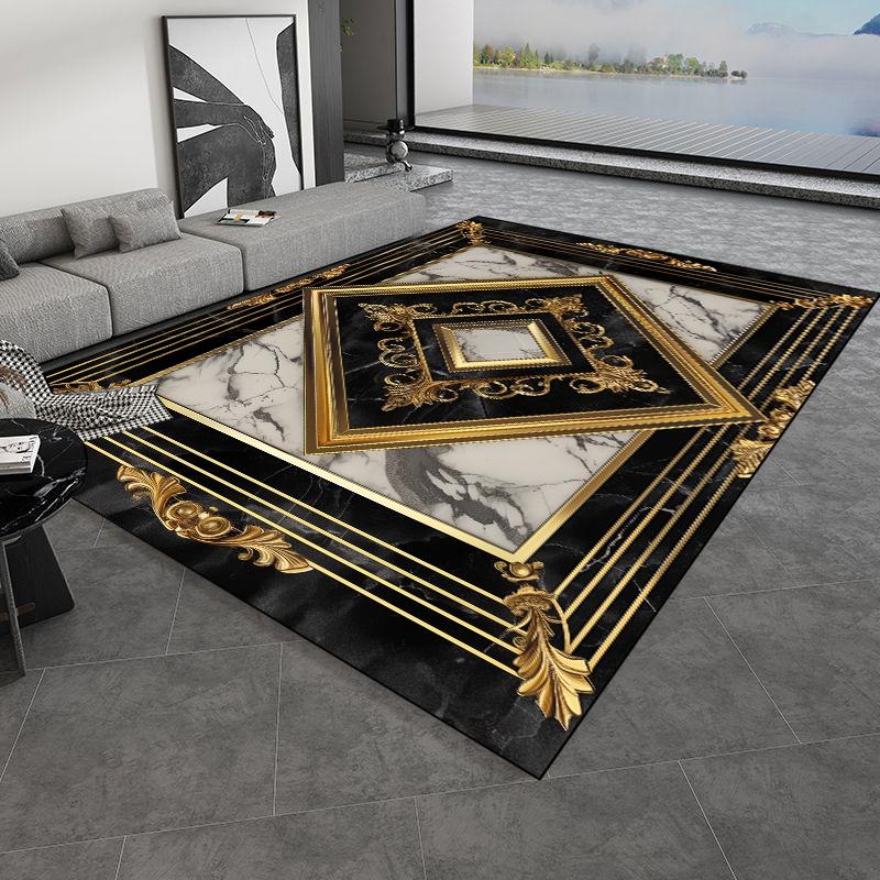 European Style Retro Carpets Luxury Marble Gold Rug Living Room Sofa Area Floor Mat Hotel Decoration Hall Hallway Large Carpet
