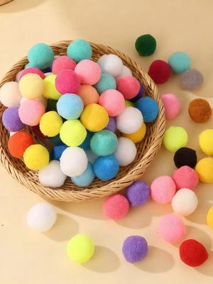 30pcs 2cm Mini Fluffy Soft Ball Colored High Elastic Ball DIY Polyester Plush Ball Shoes and Hat Accessories