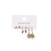 Stainless Steel Stud Earrings Set with Zirconia: Butterfly, Star, Heart & Four-Leaf Clover Designs
