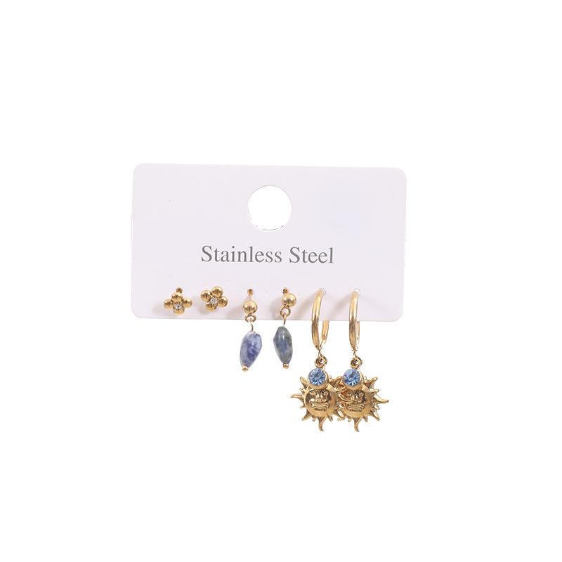 Stainless Steel Stud Earrings Set with Zirconia: Butterfly, Star, Heart & Four-Leaf Clover Designs