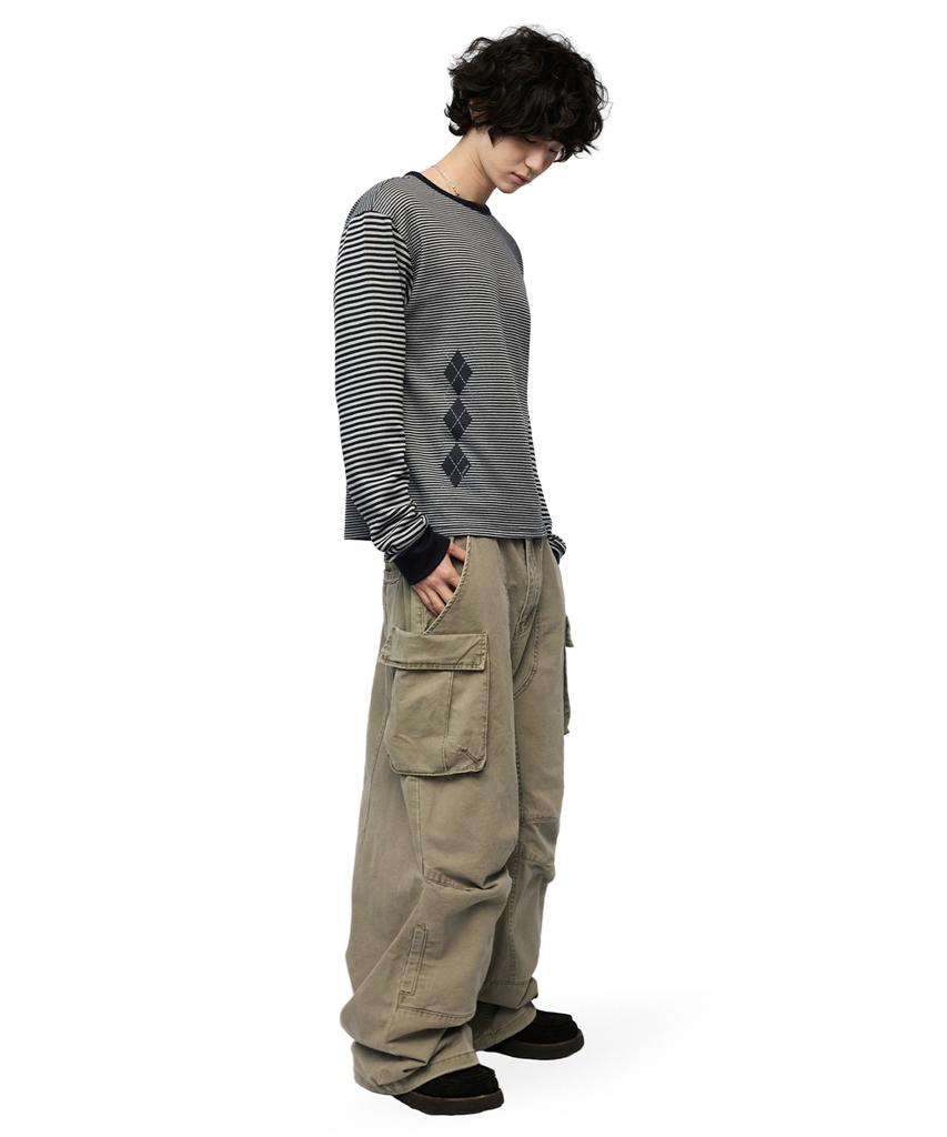 Mimdeowodeulobeu Double Knee Parachute Cargo Pants_Khaki