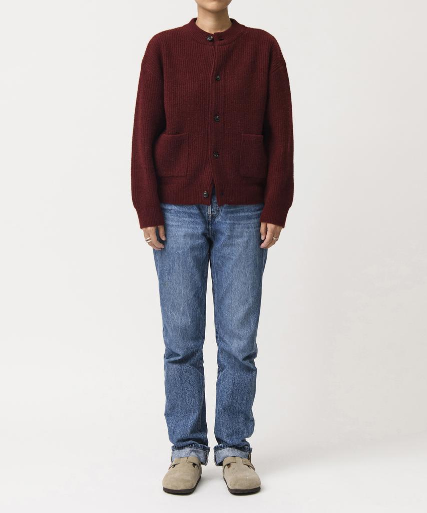 BEAT&SLNC Morrow Crewneck Cardigan (Burgundy)