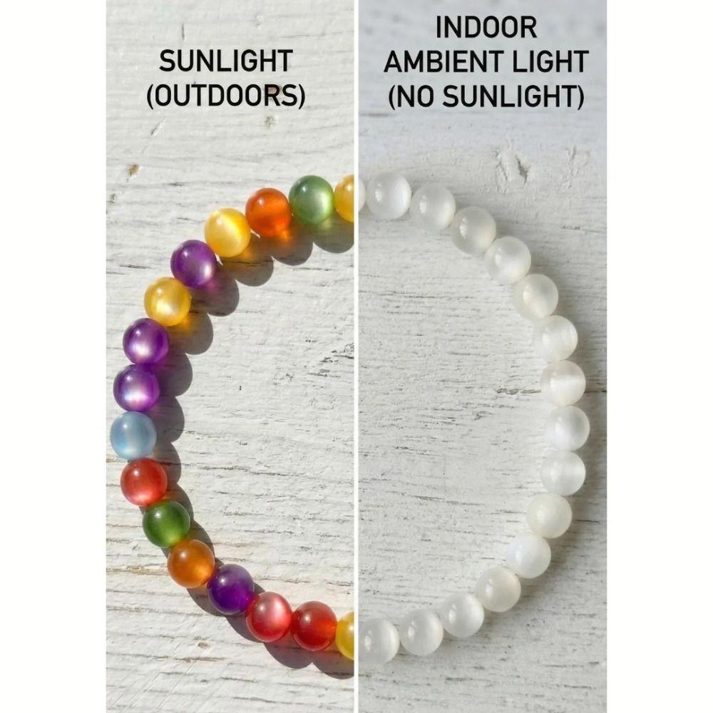 UV-reaktives Perlen-Halsketten-Armband-Set Katzenauge UV-reaktiver Choker Tägliches Tragen