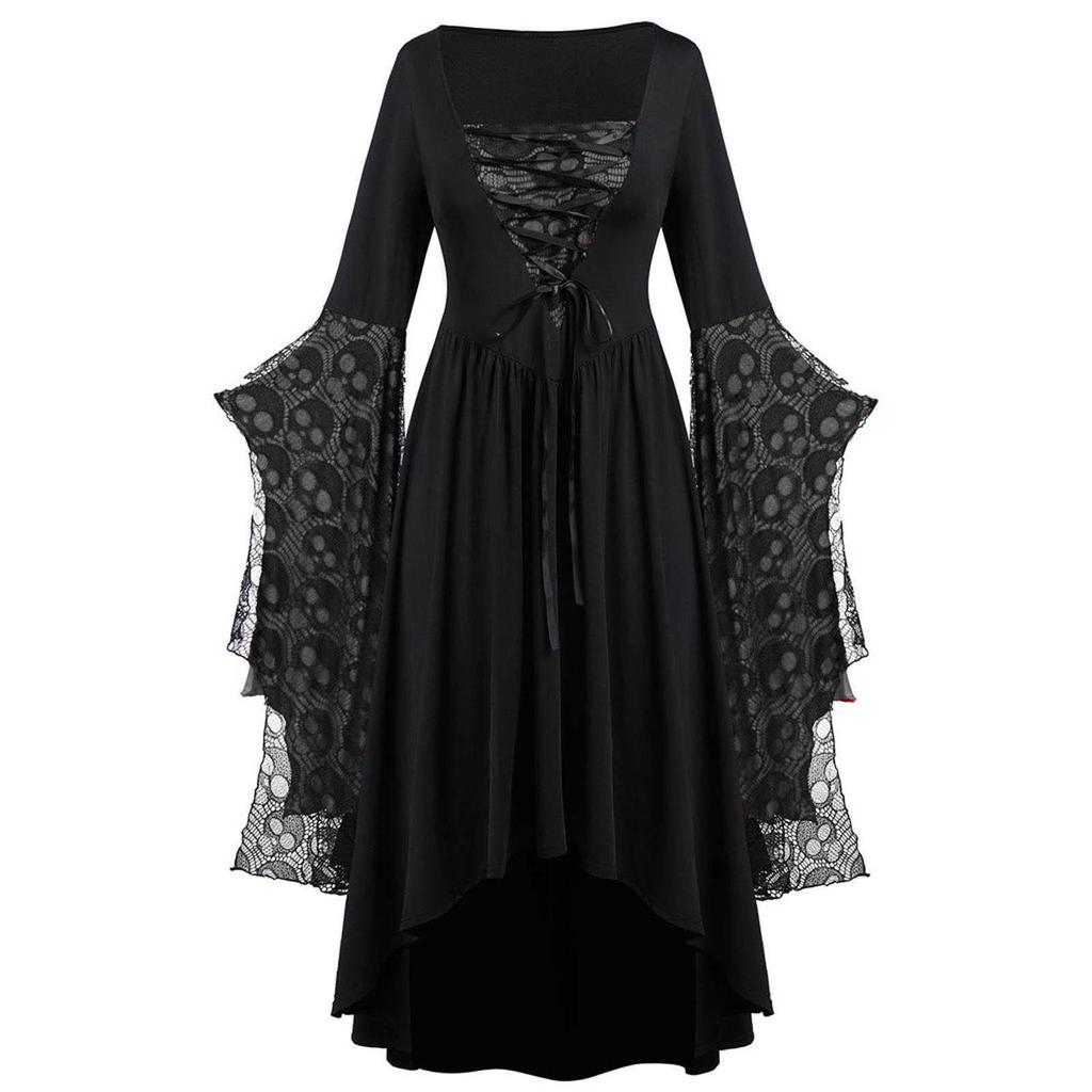 2023 Halloween Skull Lace Strappy Dress for Women