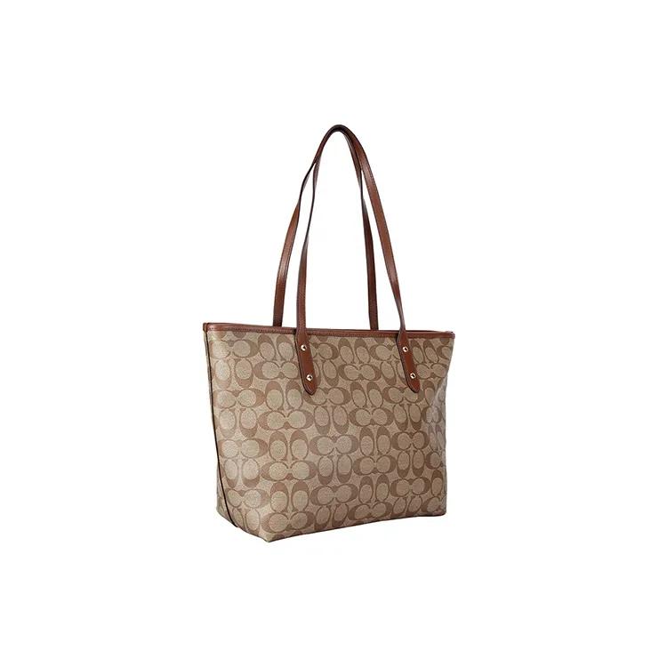 COACH City Zip Tote Artificial Leather Handbag , Shoulder Bag Large Women's Khaki (Unisex) Shoulder Bags 58292 IME74