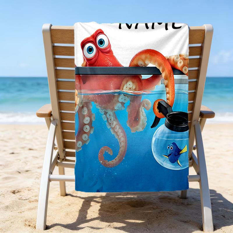 1pc Nemo2 Beach Towel with Custom Name, Beach/Swimming/Bath/Picnic/Camping Towel, Suitable for Seaside Beaches
