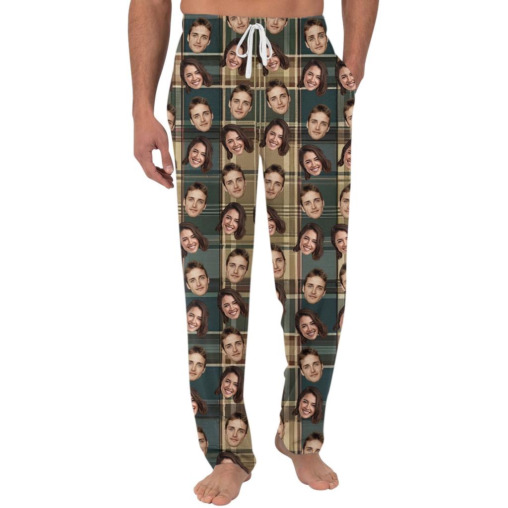Men's Custom Pajama Pants with Pockets, Casual Long Sleep Pants for Home