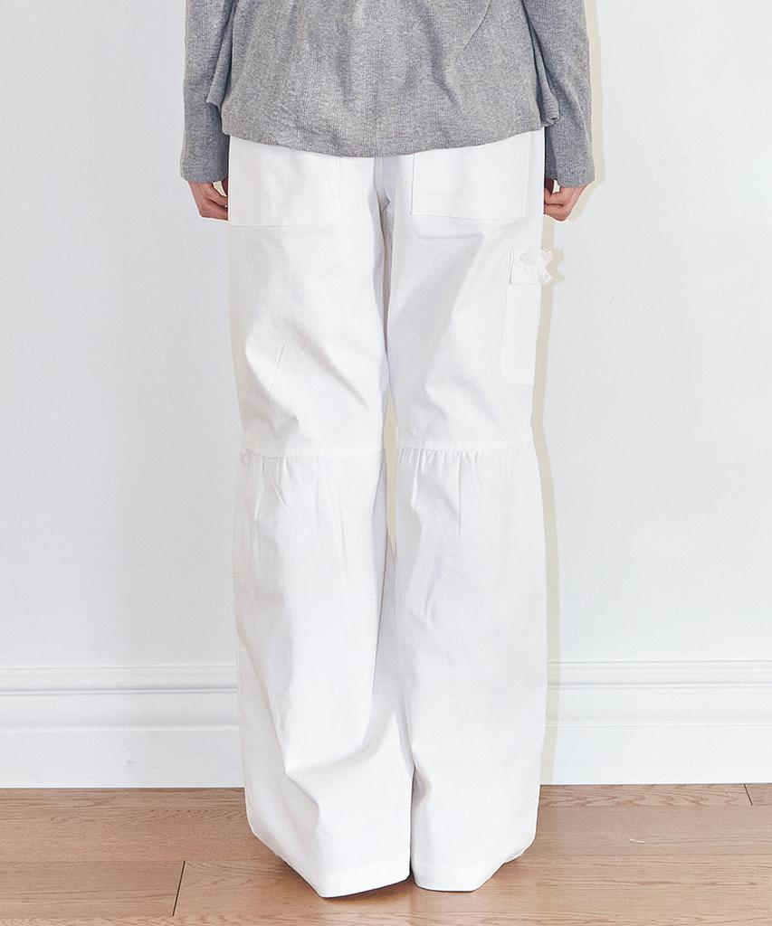 ILLIGO Shirred Bootcut Pants White