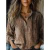 Women's Spring and Summer Retro Printed Long-sleeved Casual Shirt Imitation Cotton and Linen Shirt