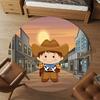 1pc Cowboy Town Round Chair mat Area Rug - Non-Slip, Floor Mat for Office, Bedroom, home decor Christmas Gift p0811420