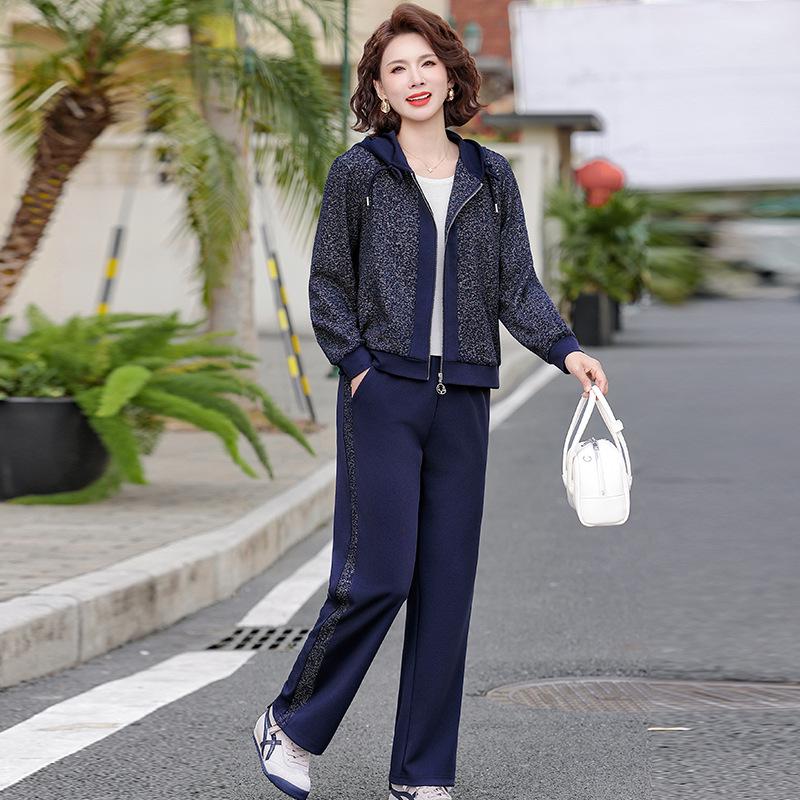 

Chic Two-Piece Sportswear Set for Fashionable Middle-Aged Women (40-60 Years) - Perfect for Spring/Autumn. XL (suggested 95-110 jin)