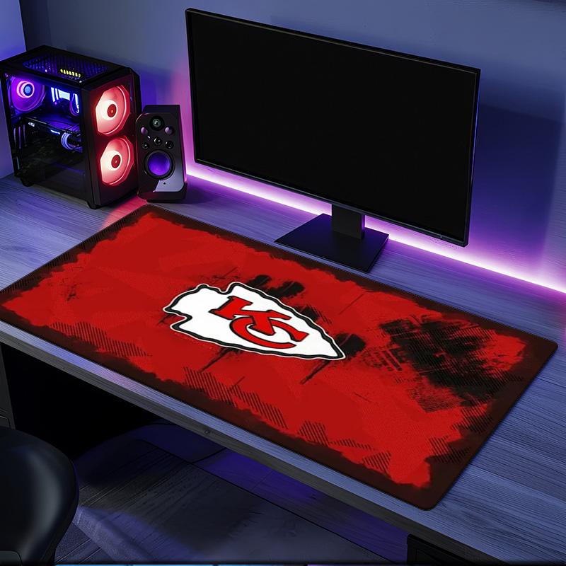 Kansas City Chiefs Logo Mauspade, Gummibasis, Esports Schreibtischmatte, Mauspade für Gamer und Bürogebrauch, Gaming Schreibtisch, leicht zu reinigende Matte