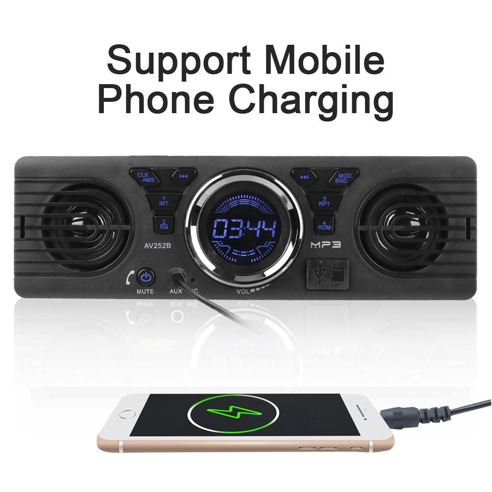 Auto-radio Car Radio Bluetooth Hands-free Built-in 2 Speakers AUX Input 1 Din Digital Clock MP3 Player FM Audio USB TF Card