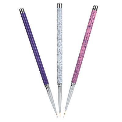 3pcs Nail Art Liner Brushes Nail Painting Drawing Design Brush Set (Marbling Handle)