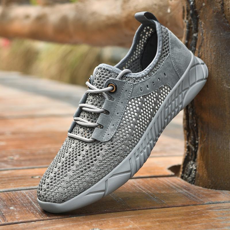 Men's shoes 2025 summer new breathable thin mesh shoes men's casual shoes lightweight soft sole hollow sports trendy shoes