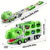 Dinosaur Large Car Toy T-Rex Truck Transforming Carrier Truck Race Track Foldable Truck With Racing Car Birthday Gift For Boys
