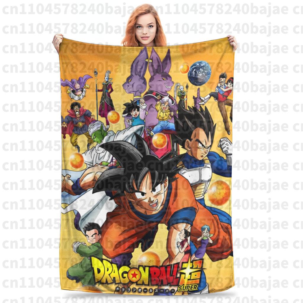Dragon Ball Z Knitted Blanket Flannel Anime Son Goku Soft Throw Blankets for Bed Bedroom Quilt