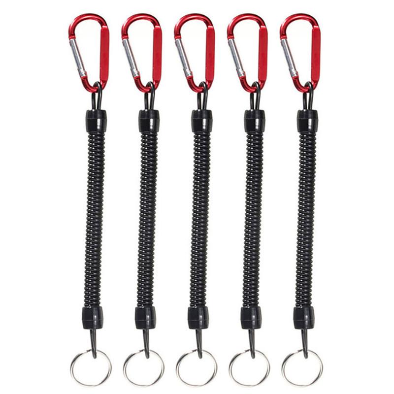 5pcs Outdoor Anti-lost Keychain Rope Fishing Rod Protective Lanyard Telescopic Anti-lost Key Ring