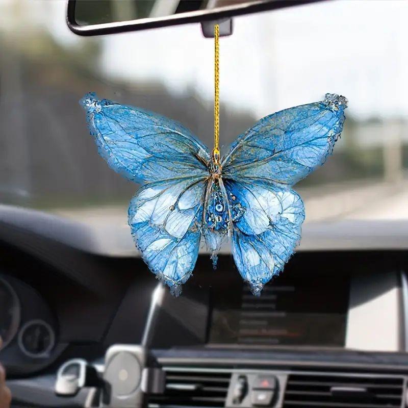 Cute Acrylic Butterfly Hanging Ornament For Car Rearview Mirror And Backpack Keychain