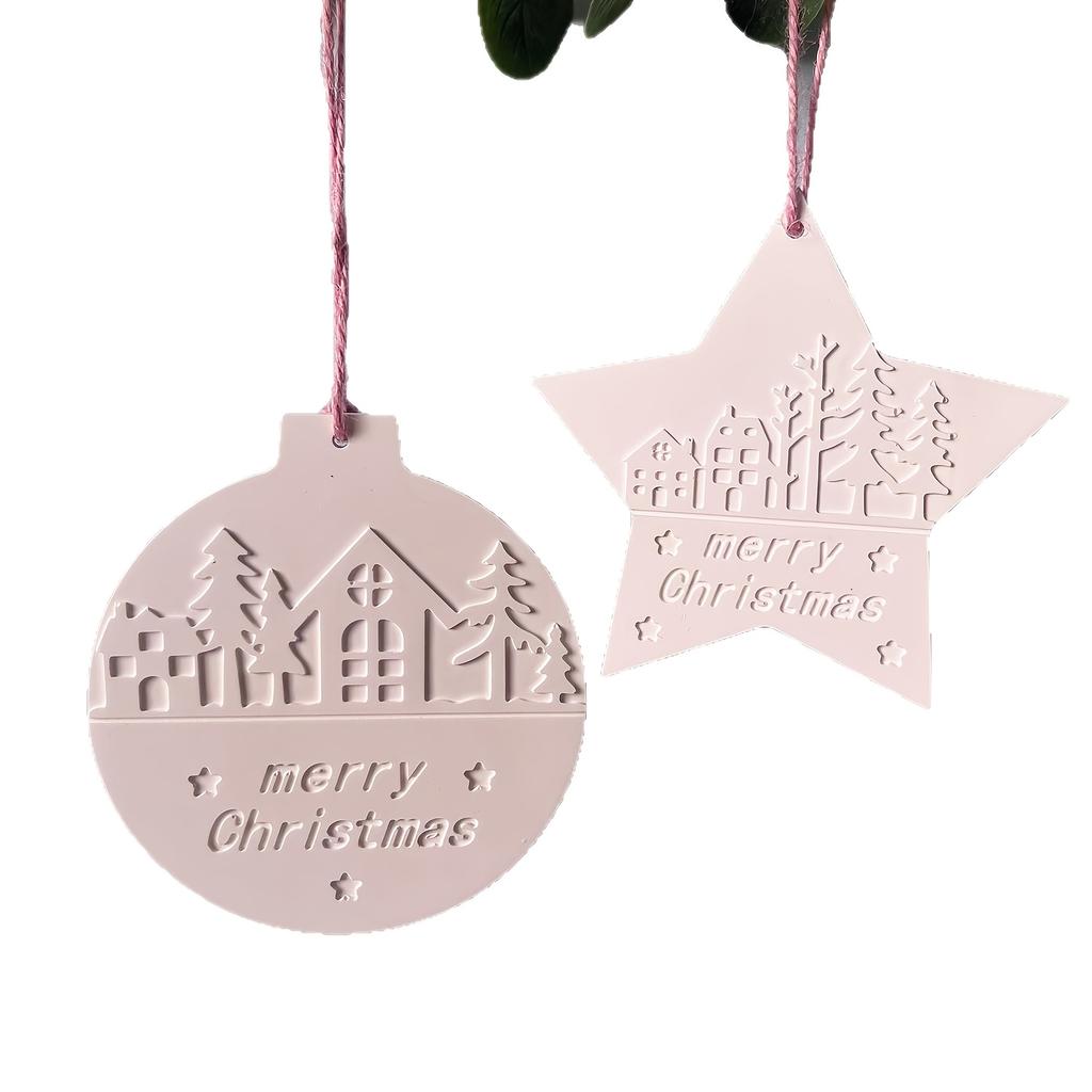 1 Stück Weihnachtsherz Rund Baum Sternförmiges Hängeornament Silikonform DIY Zement Gips Ton Handwerk für Heimdekoration Geschenk