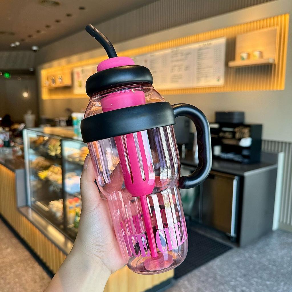 Kubek plastikowy Big Mac Kubek na lód z uchwytem Kubek ze słomką o dużej pojemności Domowy kreatywny przenośny kubek sportowy fitness