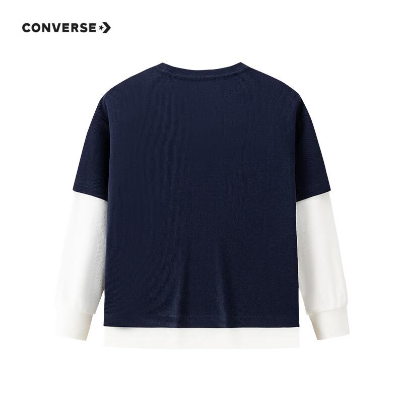 Converse Kids Star Logo Print Faux Two-Piece Long Sleeve T-Shirt