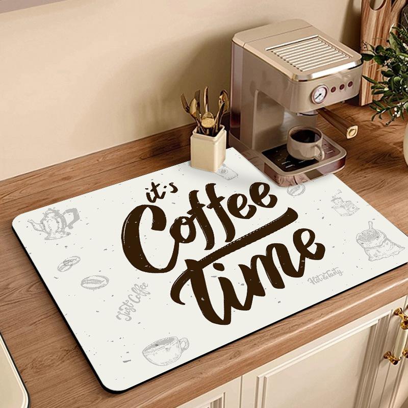 

Creative Elegant Diatomaceous Drying Pad Coffee Pattern Kitchen Stove Mat Oil-Proof Anti-Fouling Heat Insulation Protective Mat (as the picture,20x30cm)