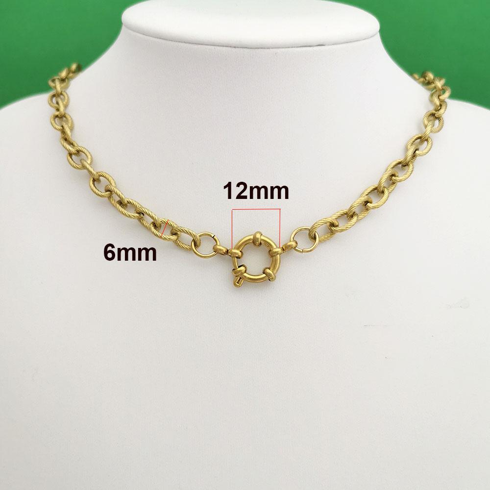 Segler Federverschluss Halskette Damen Herren Choker Edelstahl Geometrisches Glied Gedrehte Kette Rolo PVD Gold Silber