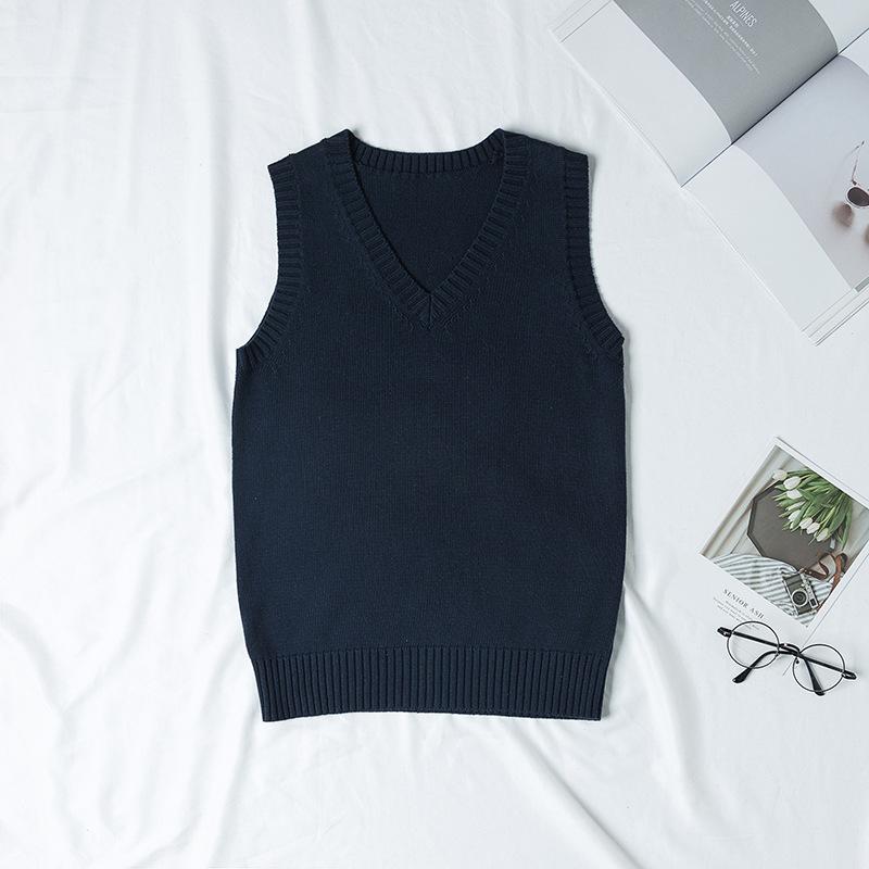 Autumn Winter V-neck Women Pullover Knitted Sweater Vest Solid Color Fashion Loose Casual Sleeveless Simple Office Tops Elegant Women Clothing