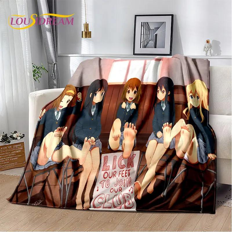K-ON Cartoon Cute Lolita Kawaii Girls Soft Plush Blanket,Flannel Blanket Throw Blanket for Living Room Bedroom Bed Sofa Picnic