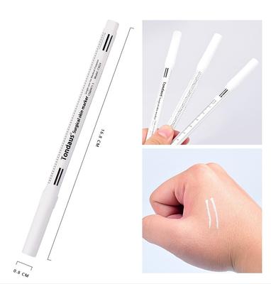 White Surgical Eyebrow Tattoo Skin Marker Pen Tool Accessories Tattoo Marker Pen with Measuring Ruler Microblading Positioning