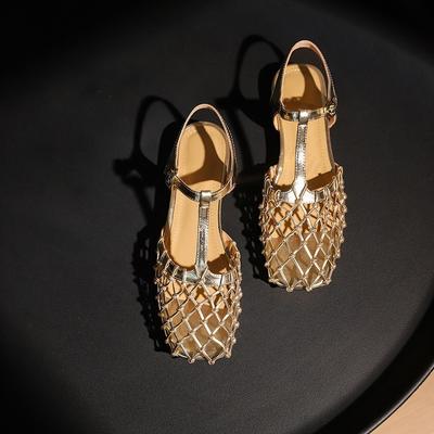 Sandali Donna Intrecciati a Rete Punta Aperta Punta Quadrata Tacco Basso Zoccoli Scarpe Donna Estate 2025 Tendenza Vestito Tacchi Alti Chunky Designer Donna