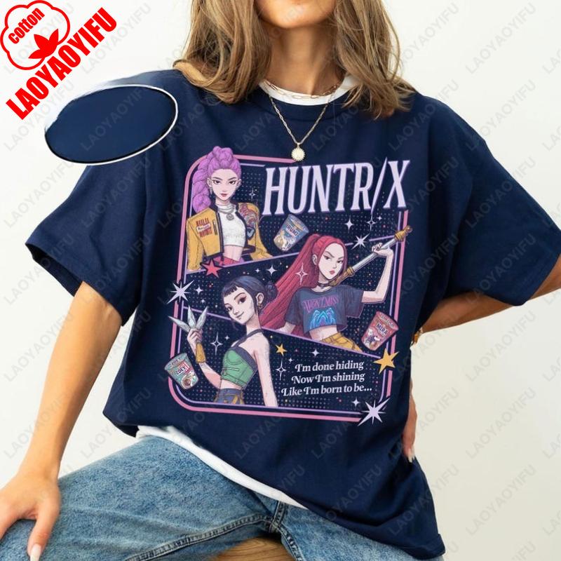 Huntrix Demon Hunters Girls TShirt Mira Rumi Joey Shirt Gift for Kpop Fan Men Women Tee Cotton Comfortable Creative Hipster Tops