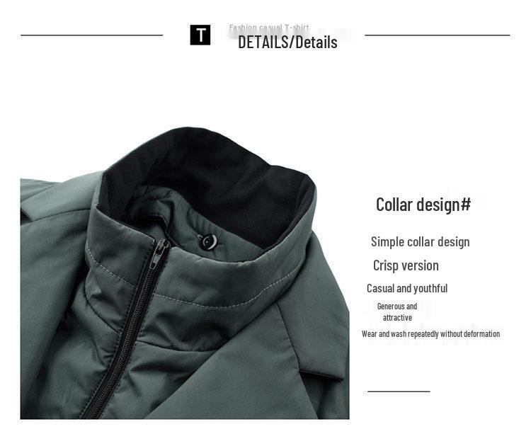 Men's Warm Down Jacket with Detachable Collar - Autumn/Winter Casual Fashionable Suit Style, Fake Two-Piece Design.