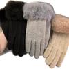 Cashmere Gloves for Women In Winter Fashion Sense  Rabbit Fur Plus Velvet  Thickened Warm and Cold Proof  Driving and Riding  Touch Screen