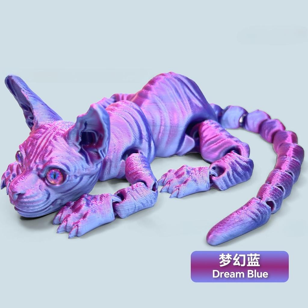 2025 Hot 3D Printed Sphynx Cat Realistic Hairless Cat Figurine Cute Mini Desk Toy Articulated Fidget Toys for Lovers Home Decors
