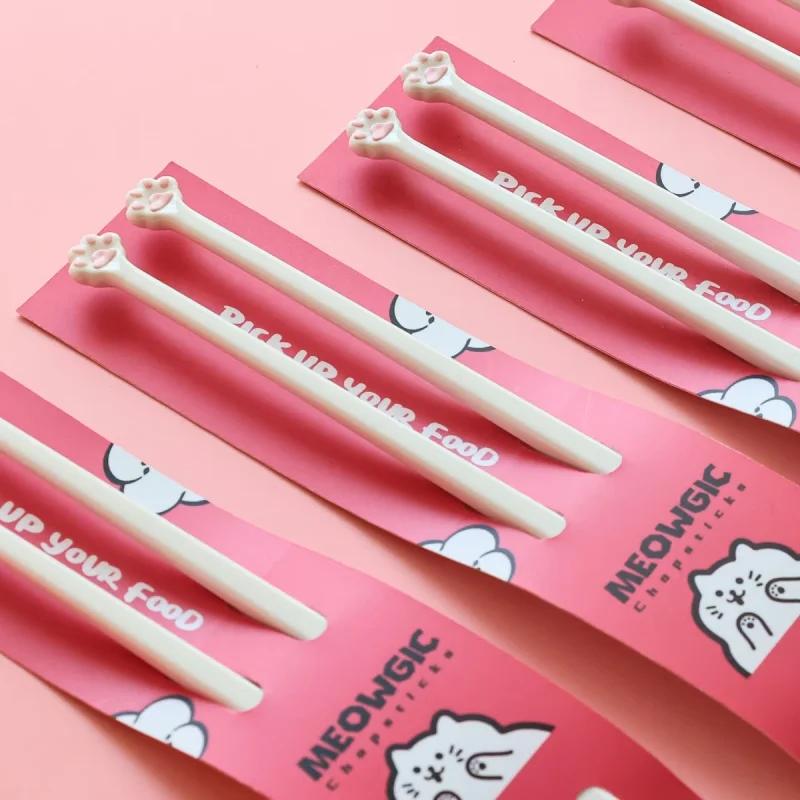 1 Pair Cat Paw Chopsticks For Baby Kids Beginner Practical Chopstick Easy Use Learning Training Helper Dishe Dinner Kitchen Tool
