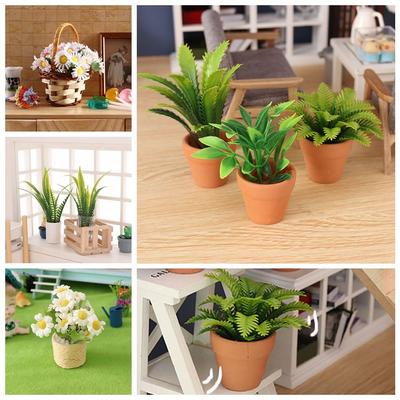 Landscape Dollhouse Plant Potted Mini Floral Basket Miniature Greenery Bonsai Doll Accessories