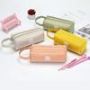 Oxford Cloth Pencil Case Large Storage Double Zippers Portable Handle For Students School Office Daily Stationery Use