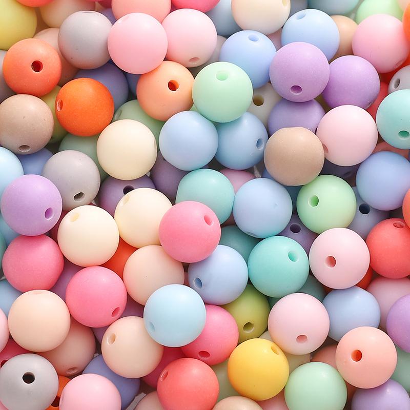 23-500Pcs Acrylic Beads Solid Colored Frosted Round Beads For DIY Bracelet Necklace Jewelry Making Accessories