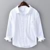 Camicia a Maniche Lunghe Primavera ed Estate Uomo Business Casual Cotone e Lino