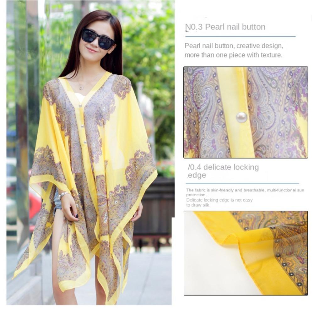 Atmungsaktive Chiffonbluse Luxus Bikini Cover Tops Mode Strandtuch Sommer