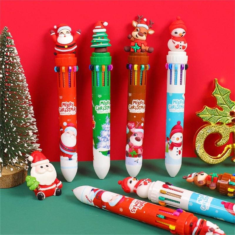 Christmas Pen Retractable Ballpoint Pen Christmas Party Favor Supplies for Kid Student Calss Reward