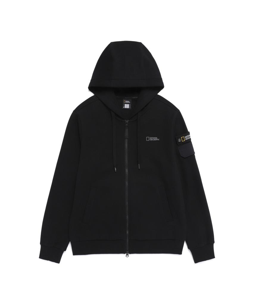 Nationalgeographic N261Uft950 Margay Sleeve Pocket Regular Fit Hooded Full Zip Black