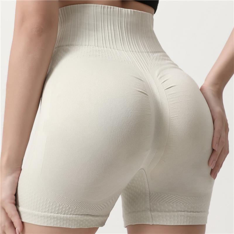 

Women s High Waist Seamless Yoga Shorts with Tummy Control - Quick Dry Fitness Outerwear. Extra Large бежевий