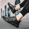 Men's shoes autumn new high-quality crocodile pattern, casual air cushion shock-absorbing running shoes, black phantom sports trendy shoes