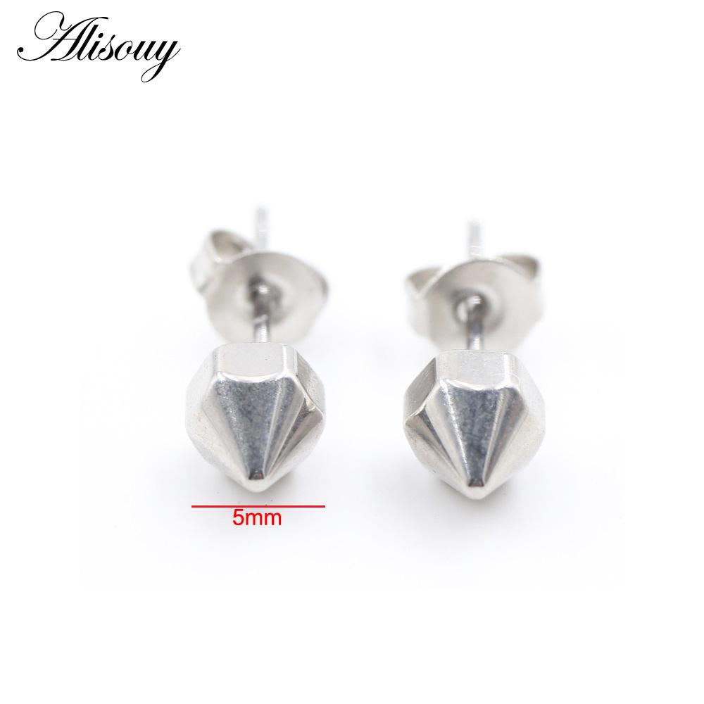 Alisouy 2 STÜCKE Edelstahl Kreuz Sechseck Kegel Spike Quadratisch Rund Ohrstecker Ohrringe Tragus Piercing Fake Taper Für Männer Frauen