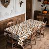 Pumpkin lantern bat dead leaf Halloween tablecloth, suitable for rectangular and round tables, washable, for kitchen,zyc