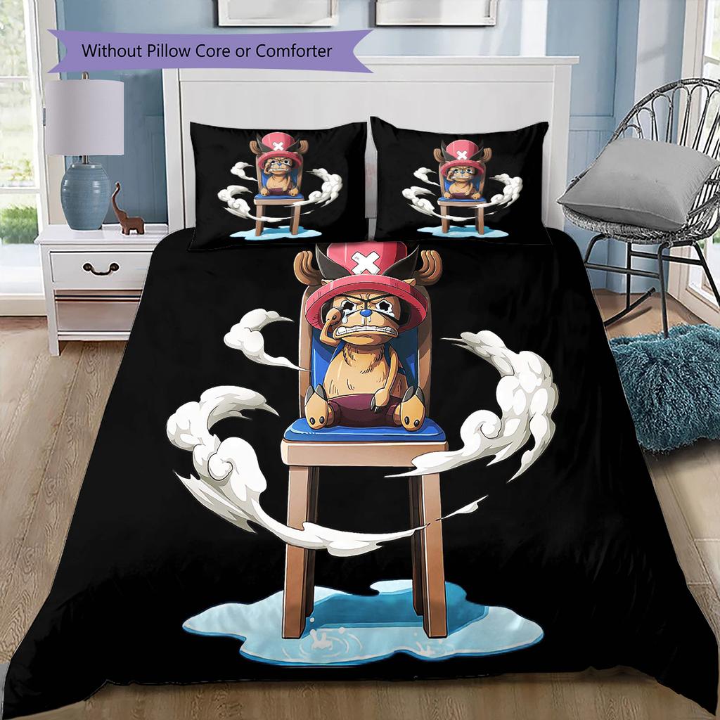 Cartoon Pattern Bedding Quilt Set Quilt Cover Pillowcase Home Decoration Birthday Gift (1 * duvet cover + 2 * pillowcase, without core)
